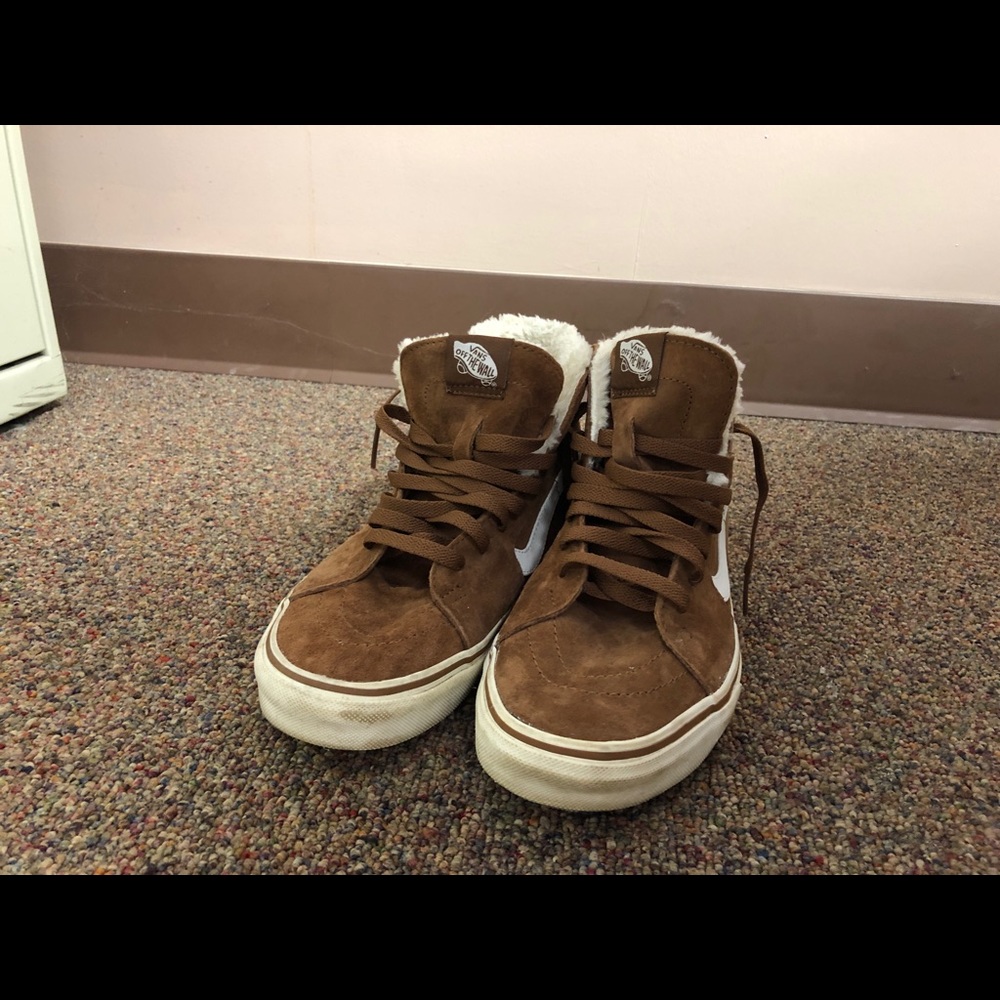 Vans Tan Suede Fur Lined High Tops